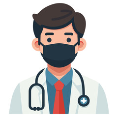Fototapeta premium Doctor wearing a mask with a stethoscope in a professional setting 