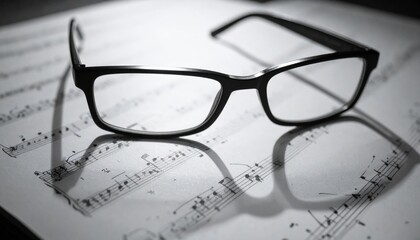 Black Eyeglasses On Sheet Music