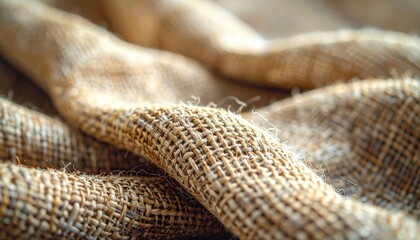 Close Up View Of Natural Burlap Fabric Texture