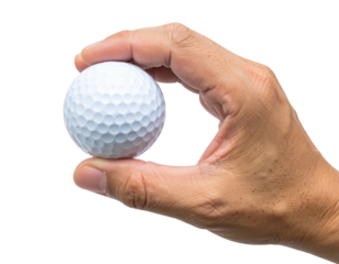 Golf Ball & Tee and hand isolated on transparent or white background