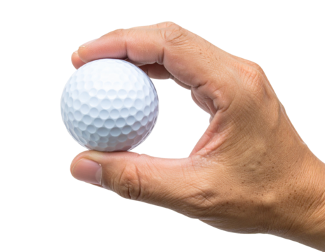 Golf Ball & Tee and hand isolated on transparent or white background