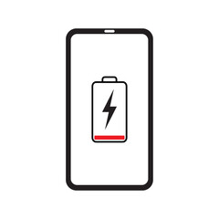 flat icon vector of low battery warning sign for mobile phone