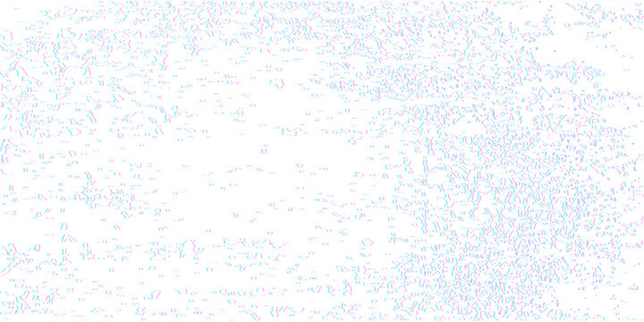 Glitch distortion texture with colorful noise fragments on transparent background horizontal format