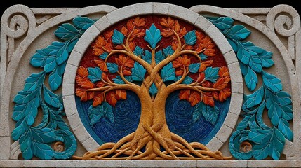Art Deco Tree of Life mosaic