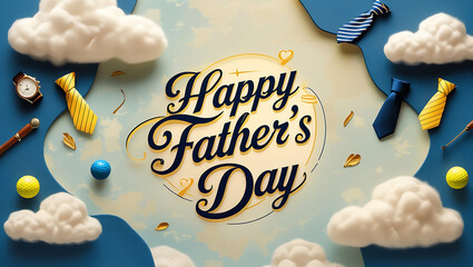 Elegant Father’s Day Background with Sky, Icons and Vintage Charm.