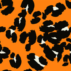Leopard spots seamless pattern design. Vector orange background, wallpaper, wrapping paper, fabric, print