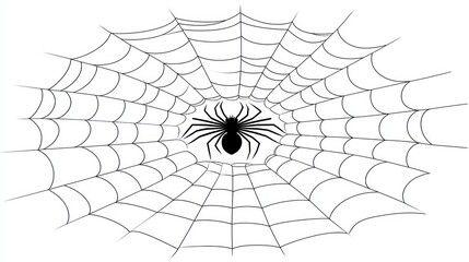 Silhouetted spider in intricate web
