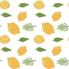 Summer vacation lemon and leaf pattern for design and crafts.
