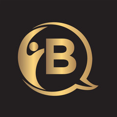 Human Life Logo combine with letter B vector template