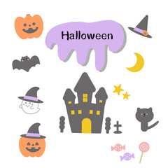 かわいいハロウィンのアイコンセット