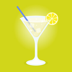 Lemon cocktail with ice cubes. Vector illustration for use in food and beverage promotions, summer-themed visuals, and advertising for bars or restaurants