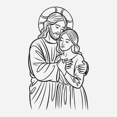 Jesus Blessing, Jesus blessing little children vector illustration