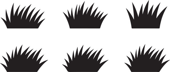 Obraz premium A collection of simple grass silhouette vector illustrations perfect for design projects, icons, or backgrounds, showcasing nature and natural elements with black and white graphical composition.