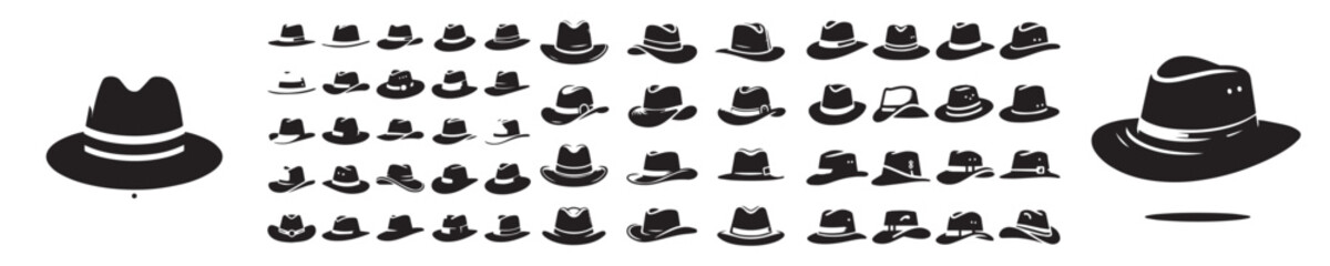 set of silhouette hat icons