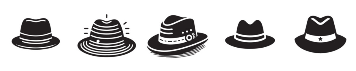 set of silhouette hat icons