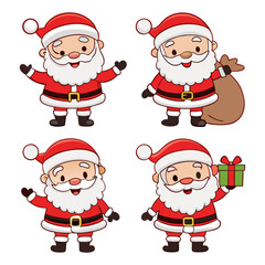 Cartoon Santa Claus Character Set | Christmas Clipart in Various Poses