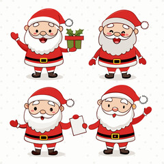 Cartoon Santa Claus Character Set | Christmas Clipart in Various Poses