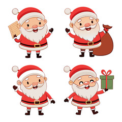 Cartoon Santa Claus Character Set | Christmas Clipart in Various Poses