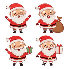 Cartoon Santa Claus Character Set | Christmas Clipart in Various Poses