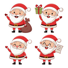 Cartoon Santa Claus Character Set | Christmas Clipart in Various Poses
