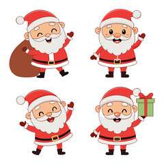 Cartoon Santa Claus Character Set | Christmas Clipart in Various Poses
