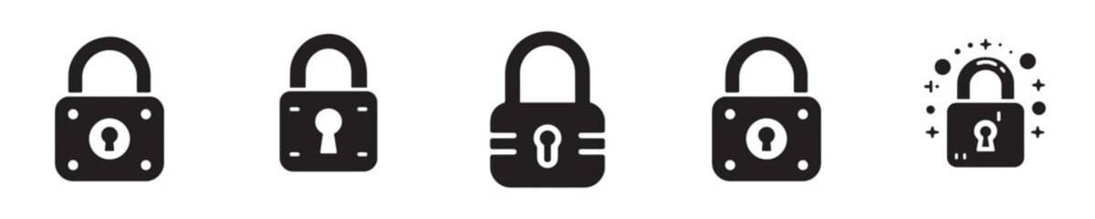 set of silhouette padlock icons