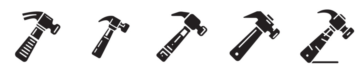 set of hammer silhouette icons