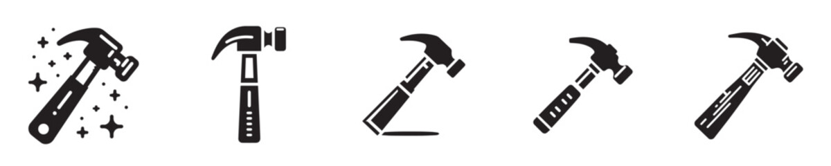 set of hammer silhouette icons
