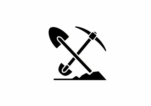 black shovel and pickaxe mining tools clip art preview