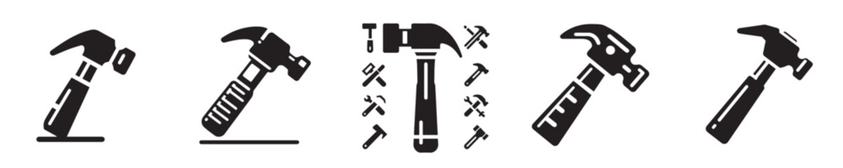 set of hammer silhouette icons