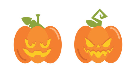 Vector Flat halloween pumpkins collection
