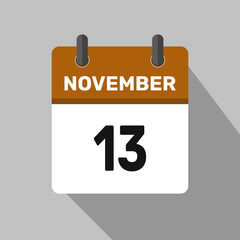 Fototapeta premium 13 november calendar icon vector month date number illustration design