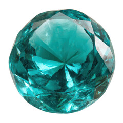 Teal faceted gem sparkles isolated on transparent PNG background