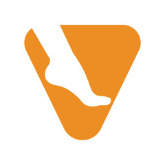 Foot Logo combine with letter V vector template