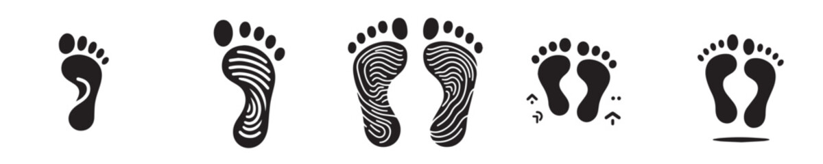 collection of foot silhouette icons