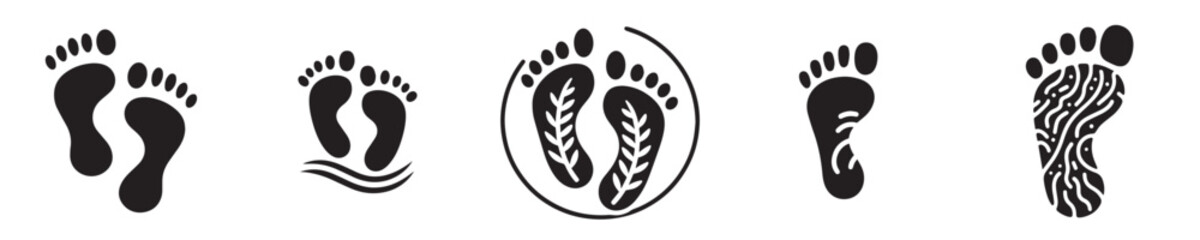 collection of foot silhouette icons