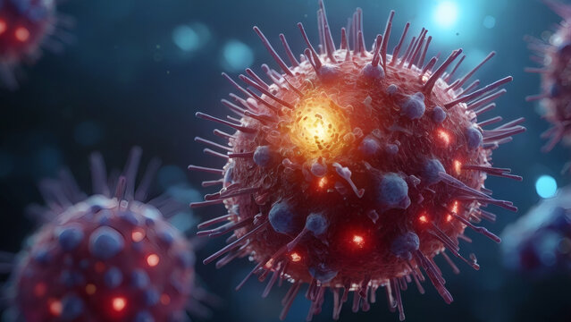 Virus close-up, microscopic virus, virus illustration, virus particle, virus structure, virus biology, virus science, virus infection, virus outbreak, virus pandemic, virus research, virus study