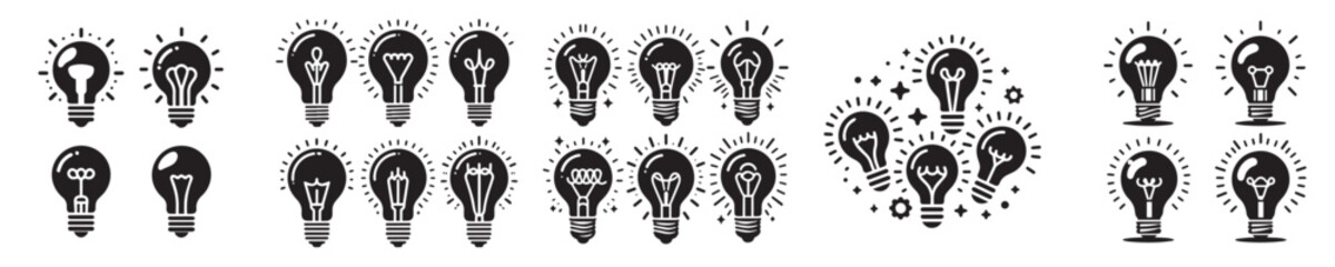 set of silhouette light bulb icons