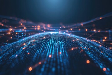 Global digital network.  Complex network of data connecting a globe