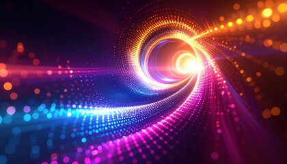 Obraz premium Glowing vortex of color, spiraling into a bright center