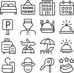 Kitchen icons and furniture symbol set for home and restaurant design