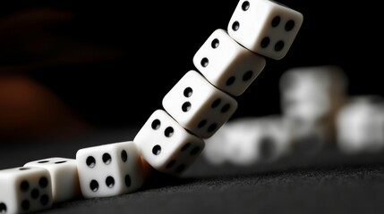 Collapsed dominoes representing poor investment strategy, conceptual setup