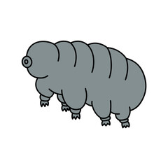 Tardigrade Microscopic animal on isolated background. Hand drawn sketch with water bears. Vector illustration in line art style for sign, print, paper, card, design element. Aquatic organism, biology