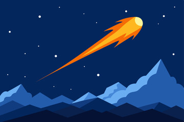 a glowing comet streaking across a frosty night 