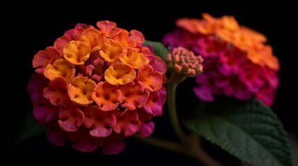 Obraz premium A close up of a flower with orange and pink petals
