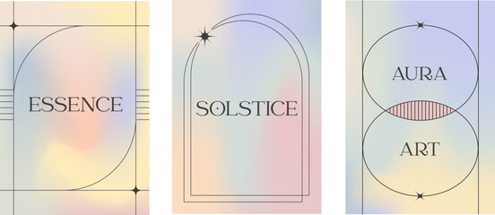 Minimal aesthetic linear frames with holographic gradient background