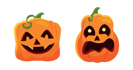 Vector Flat halloween pumpkins collection