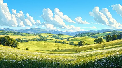 Obraz premium Wide open hills with gentle slopes high resolution picture