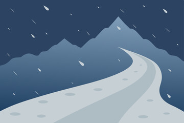 Fototapeta premium heavy snowstorm engulfing a mountain trail with 