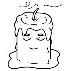 candle character sleep illustration outline isolated vector